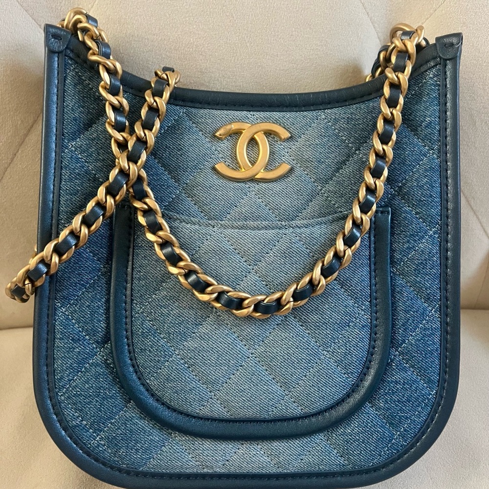 Chanel Blue Quilted Denim Hobo Bag - Picture 7 of 13